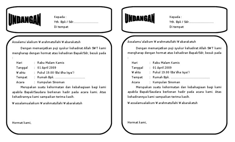 Contoh Surat Undangan Syukuran