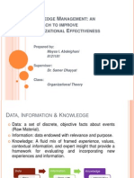 K M: O E: Nowledge Anagement AN Approach TO Improve Rganizational Ffectiveness