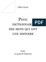 Petit Dictionnaire Des Mots Qui Ont Une Histoire