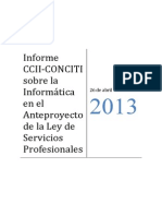 Informe CCII-CONCITI Sobre La Informatica en El Anteproyecto de La Ley de Servicios Profesionales