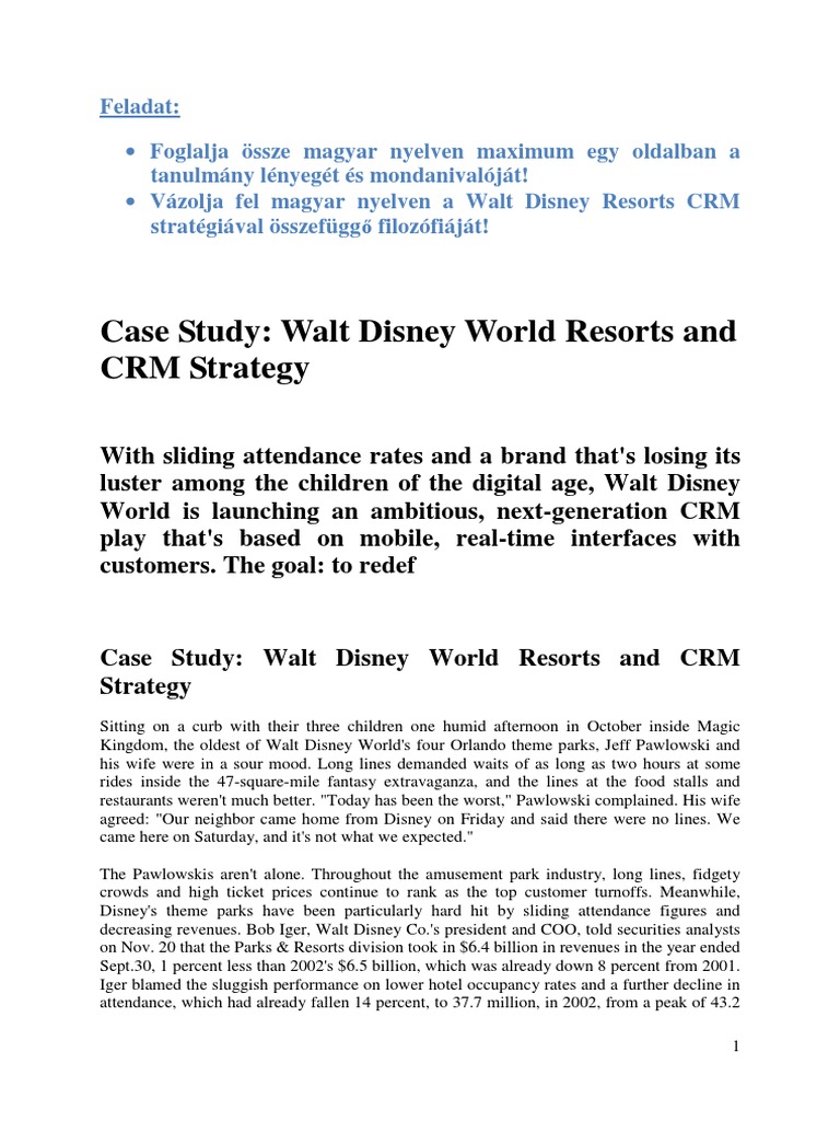 Walt Disney Case Study CRM PDF Customer Relationship Management