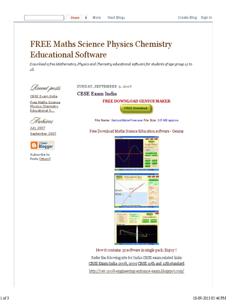 FREE Maths Science Physics Chemistry Educational Software | PDF