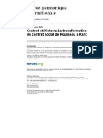 Contrat Et Histoire La Transformation Du Contrat Social de Rousseau A Kant