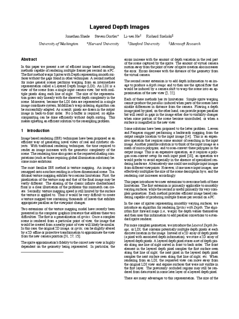 Efficient Layered Depth Image Rendering | PDF | Rendering (Computer ...