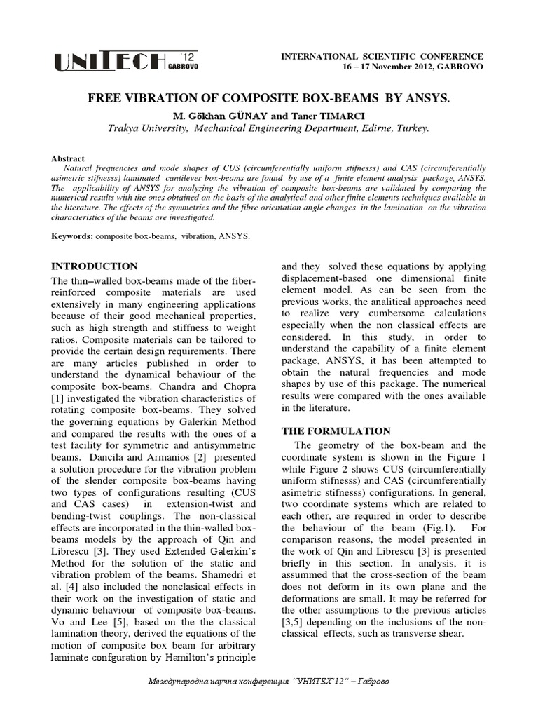 Vibration Analysis of Composite Beams Using ANSYS | PDF | Bending ...