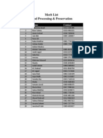 Merit List Food Processing & Preservation: Sr. No Name Contact