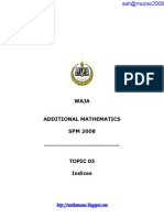 Waja Additional Mathematics SPM 2008 - Topic 05 Indices