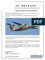 Press Release: Airstream Arranges The Sale of Five DHC-8-Q300s