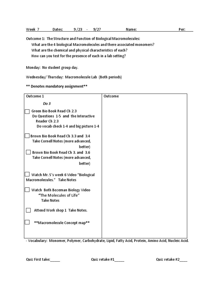 Macromolecules Lab and Study Guide | PDF | Science & Mathematics