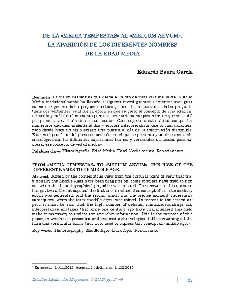 De La Media Tempestas Al Medium Aevum . | PDF | Baja Edad Media ...