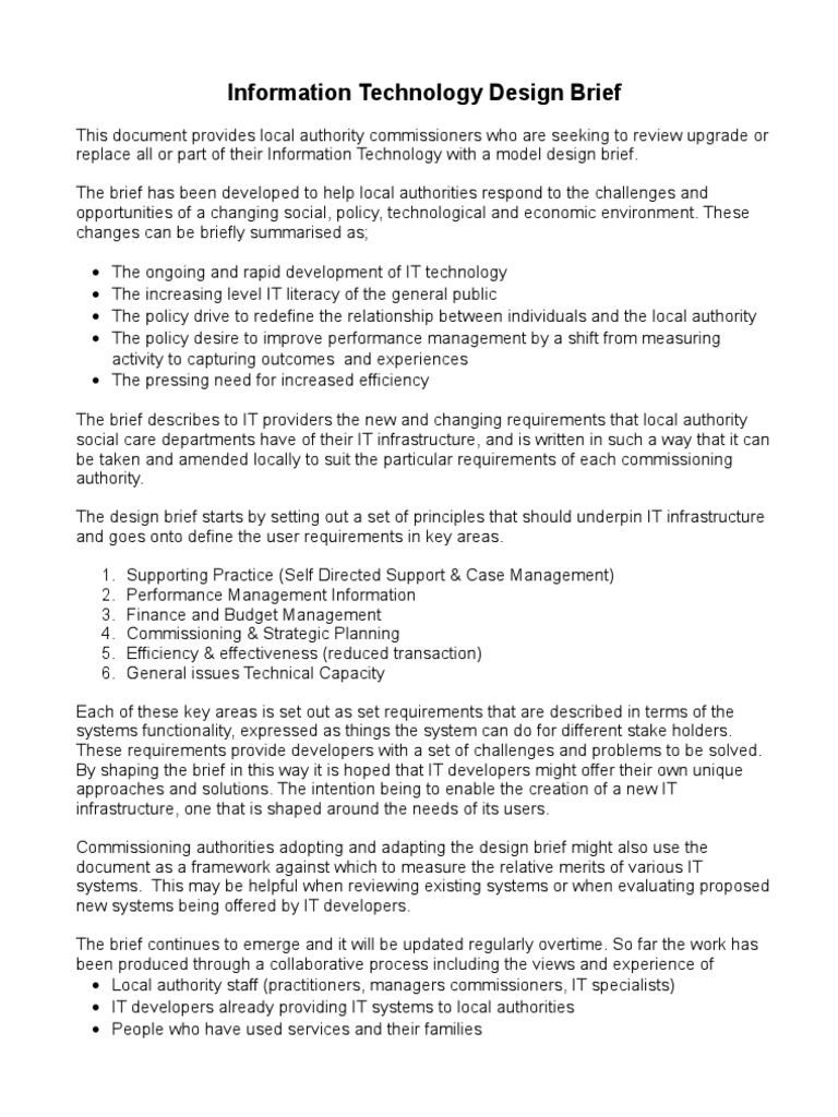 IT Design Brief for Local Authorities | PDF | Information Technology ...