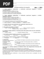 Atividade Avaliativa Geografia 9 Ano