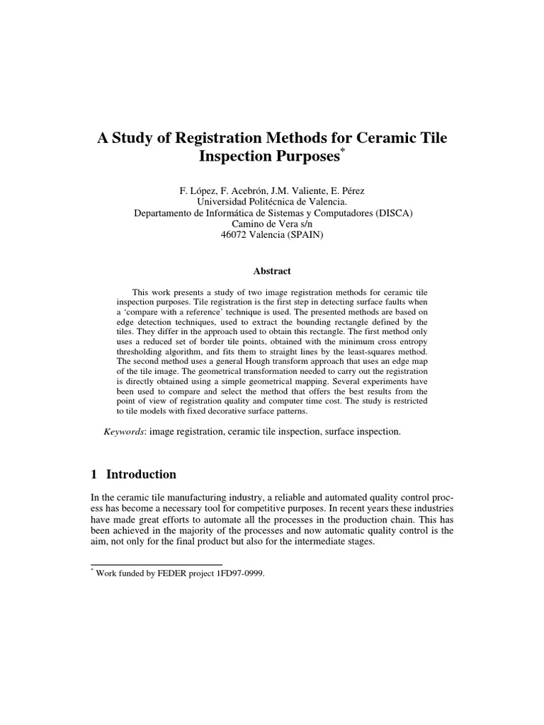 Tile Registration Methods for Inspection | PDF | Technology & Engineering