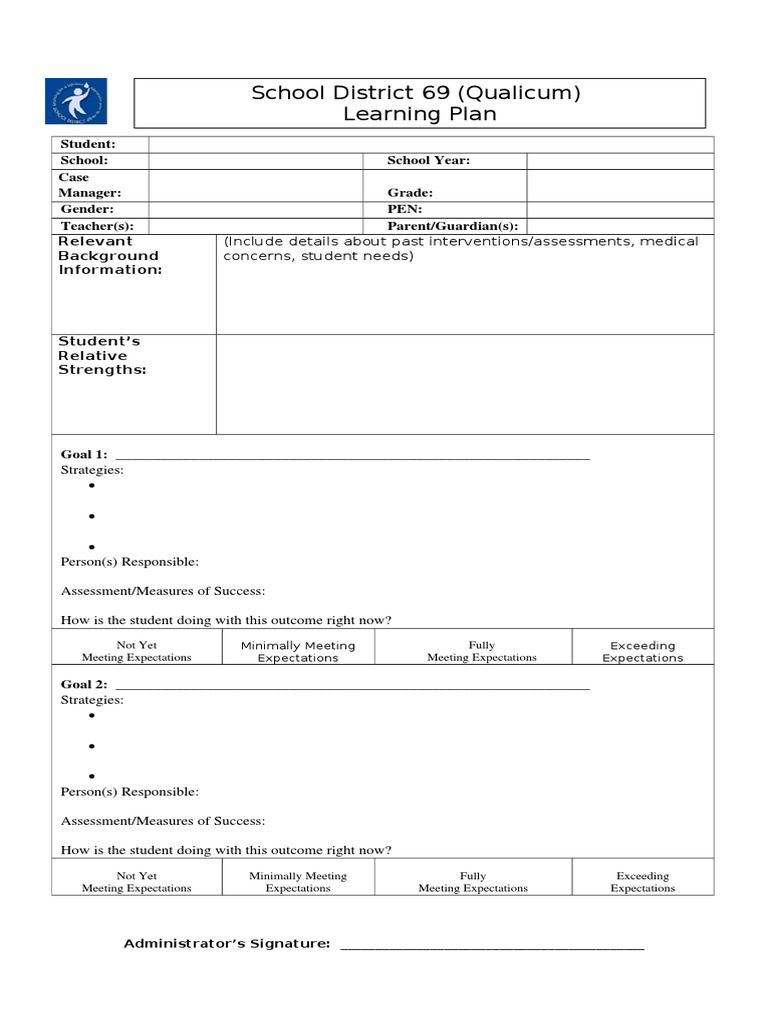 Student Learning Plan Template | PDF | Homework | Computing