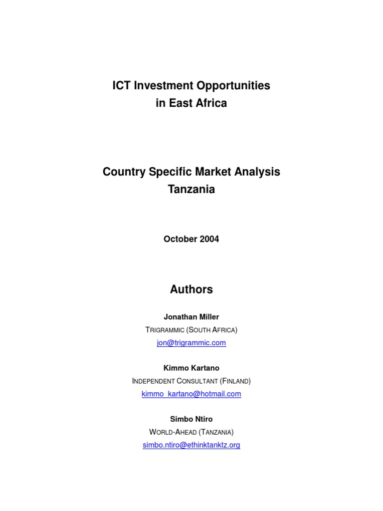 Palacode Tuition Sex Videos - ICT Investment Opportunities - 2004 | PDF | Tanzania | Heavily Indebted  Poor Countries