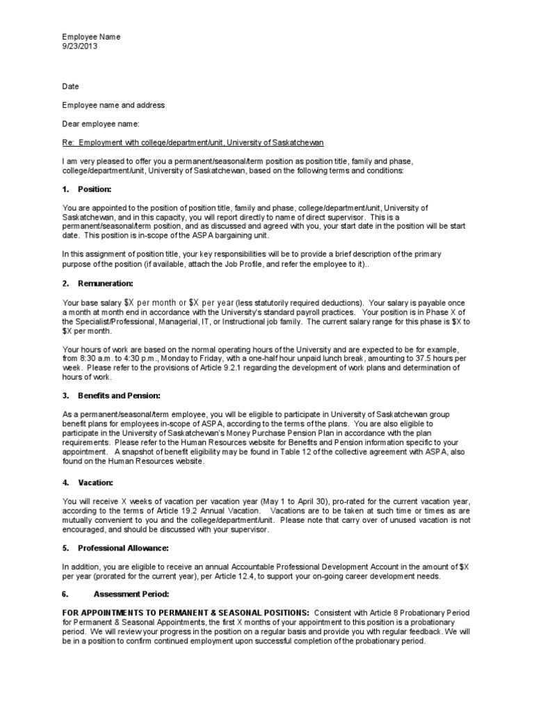 Aspa Letter of Offer | PDF