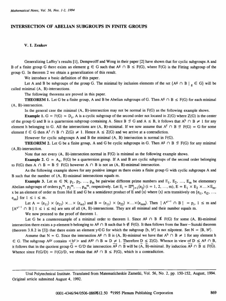 Intersection of Abelian Subgroups in Finite Groups Generalizing