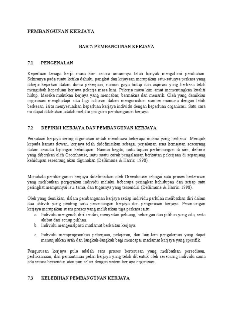 Pembangunan Kerjaya Pdf Karier Perkembangan