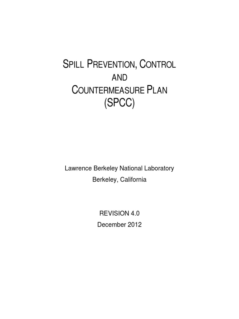 SPCC Plan for Lawrence Berkeley Lab | PDF | Resource Conservation And ...