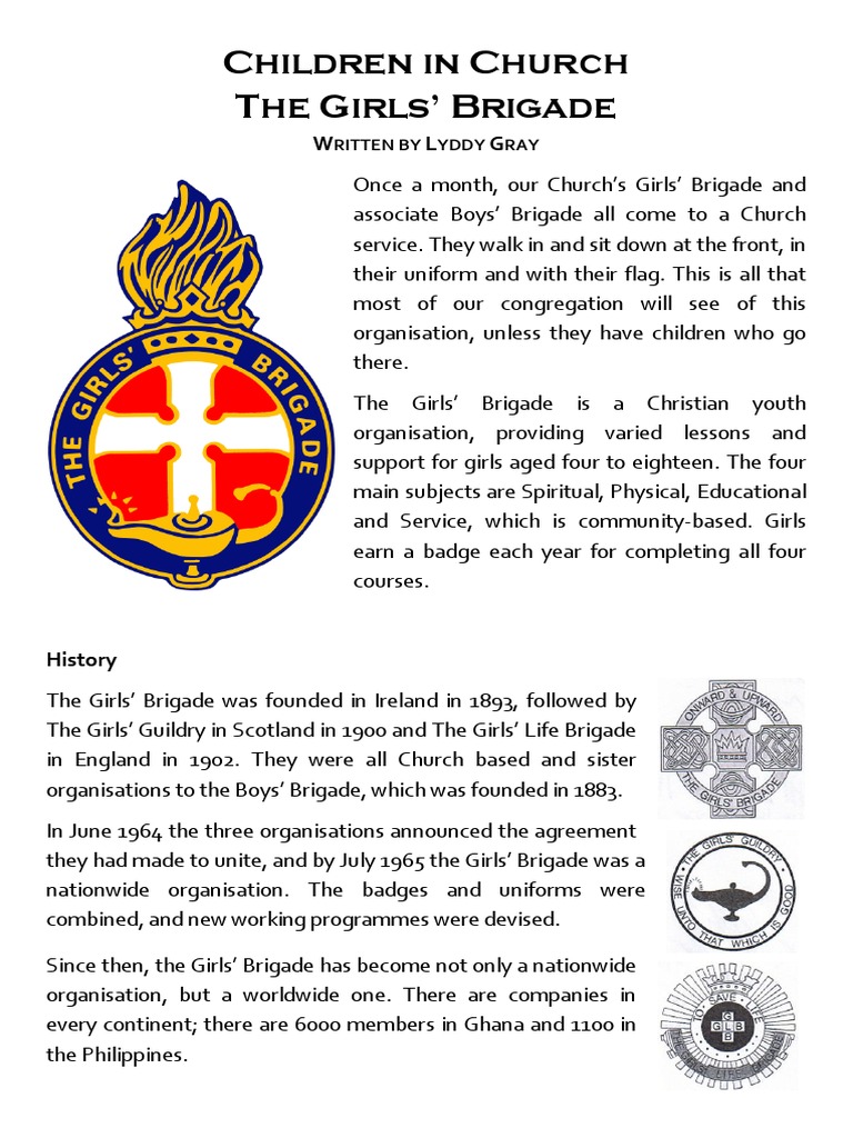 History And Purpose Of Girls Brigade PDF Religion Spirituality
