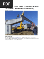 Download Unlicensed New- Fields Exhibitions Claims To Provide Clients Easy Access in Iraq  by Washington Bureau SN17036330 doc pdf