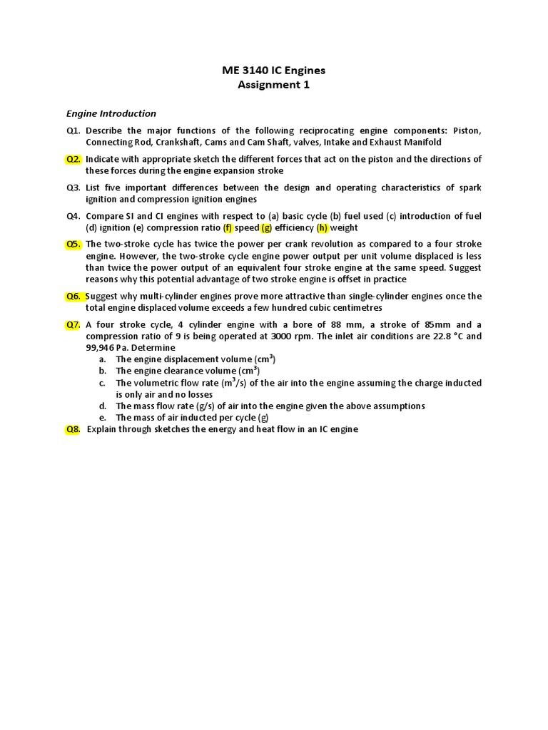 IC Engine Components and Performance Analysis | PDF