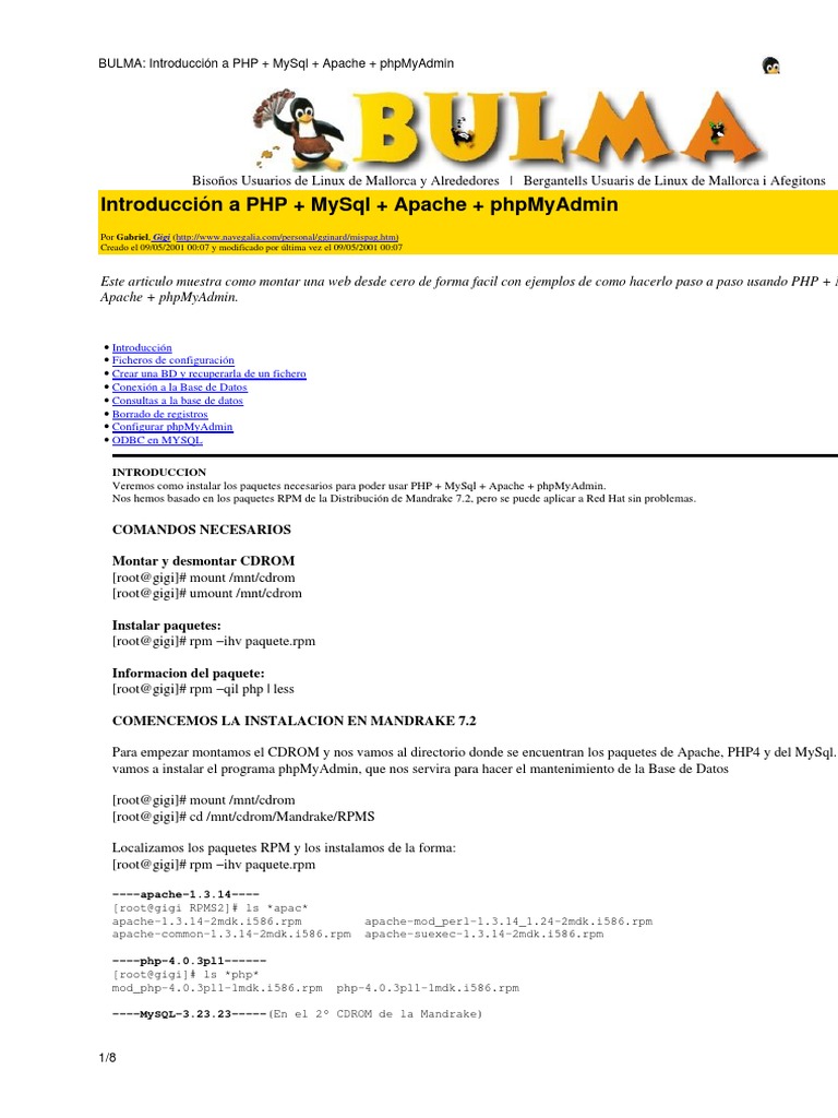 Introducción A PHP Mysql Apache Phpmyadmin (Spanish) PDF | PDF | Php ...