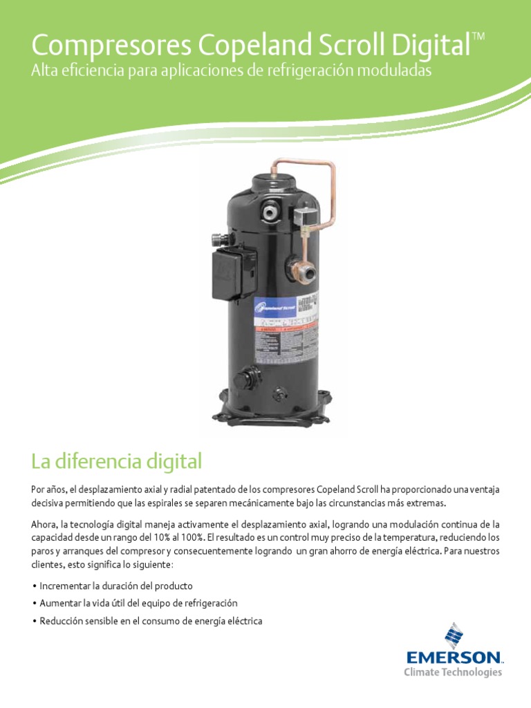 Compresores Copeland Scroll Digital PDF Alimentos Compresor de gas