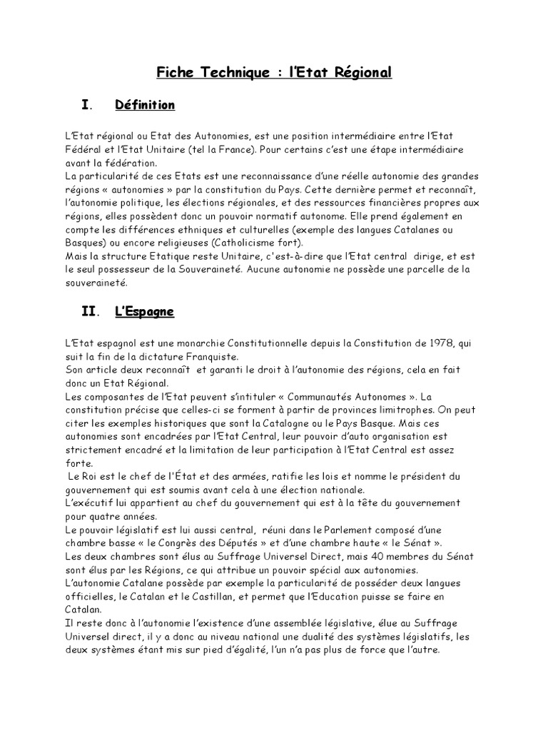 Dissertation etat unitaire etat regional picture