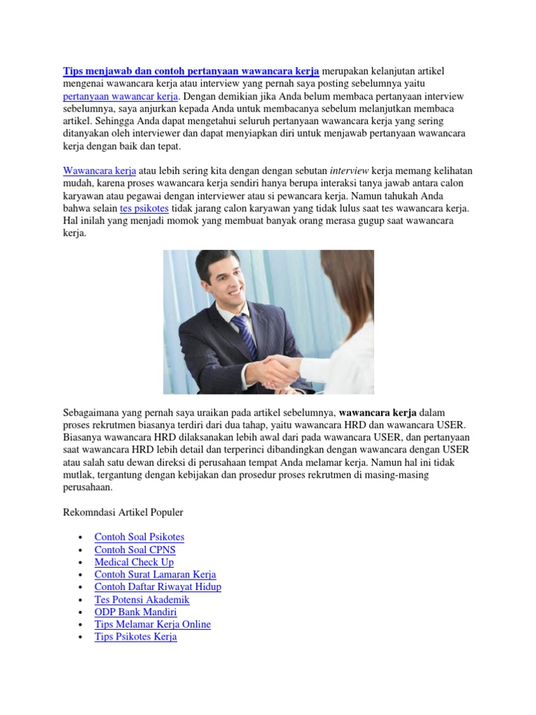 Contoh Soal Wawancara