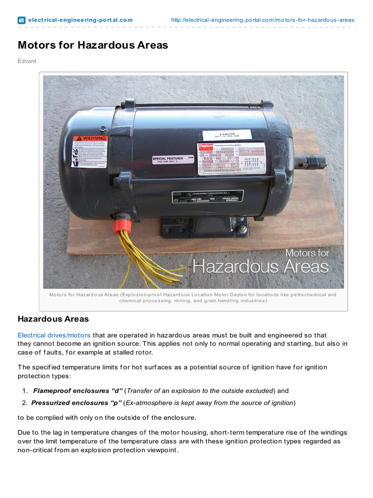 Electrical Engineering Portal - Com Motors For Hazardous Areas | PDF ...