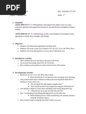 pete the cat lesson plan