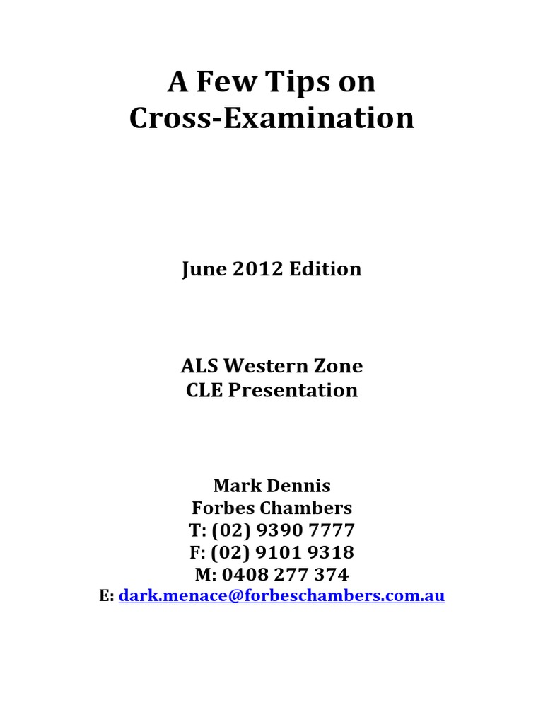 Cross-Examination Tips for Lawyers | PDF | Witness | Consent
