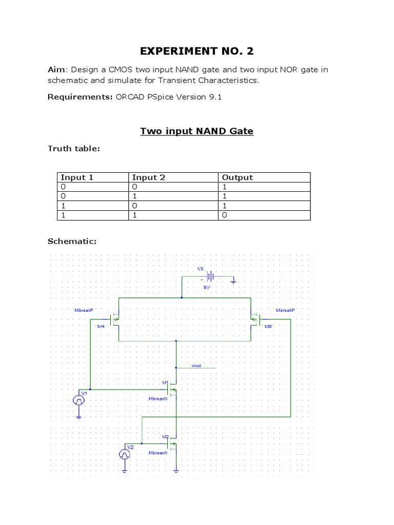CMOS Two-Input NAND Gate Design | PDF | Electrical Circuits | Electricity