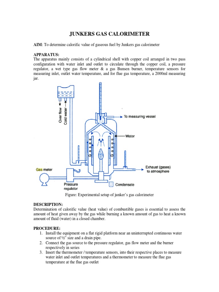 Junkers Gas Calorimeter PDF Gases Flow Measurement