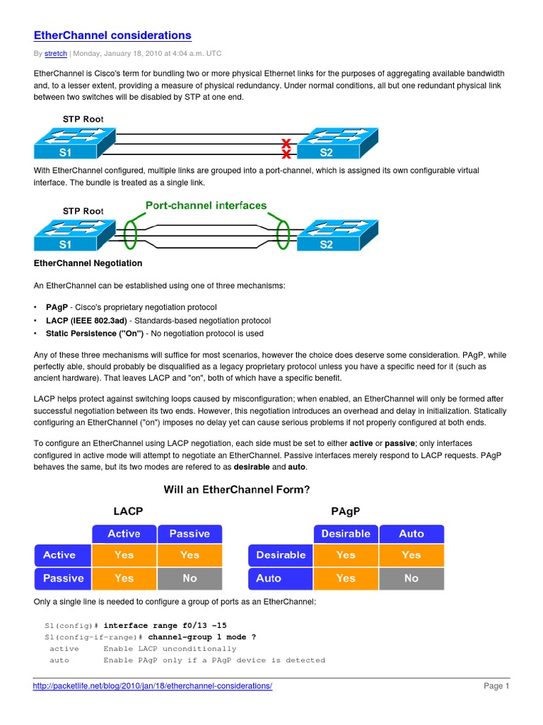 EtherChannel Considerations | Load Balancing (Computing) | Internet