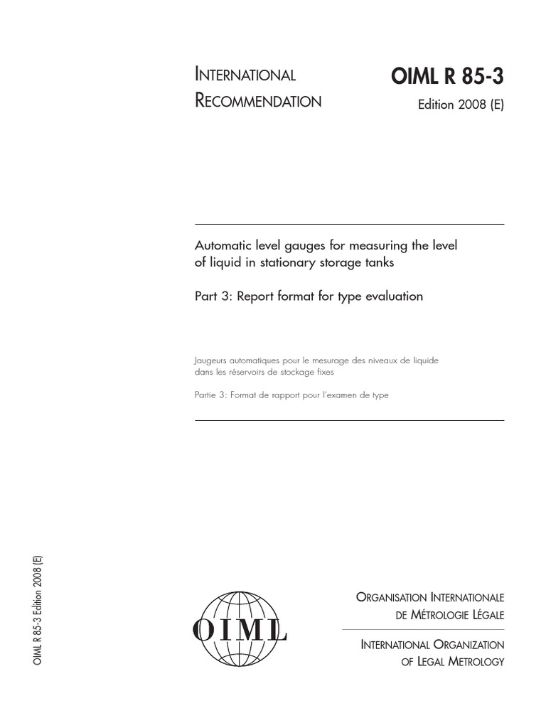 Oiml - R 85 | PDF | Physics | Physical Quantities