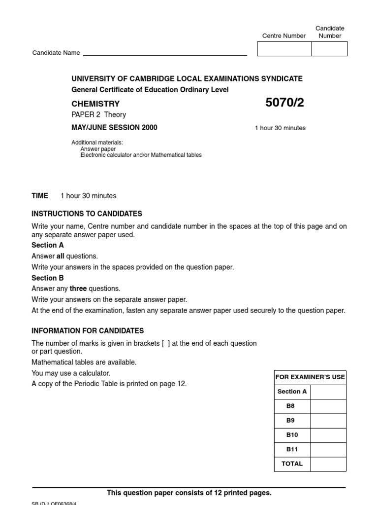 June 2000 - Paper 2 | PDF | Fat | Carbon