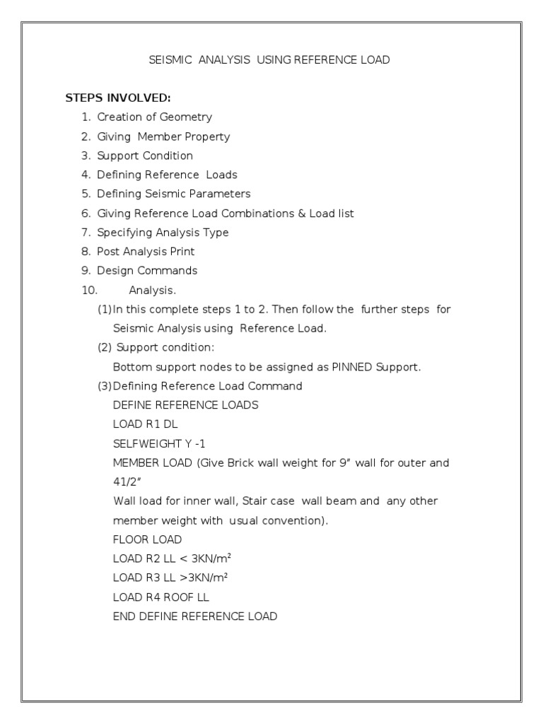 Seismic Analysis Using Reference Load DT 5.9.13 | PDF | Beam (Structure ...
