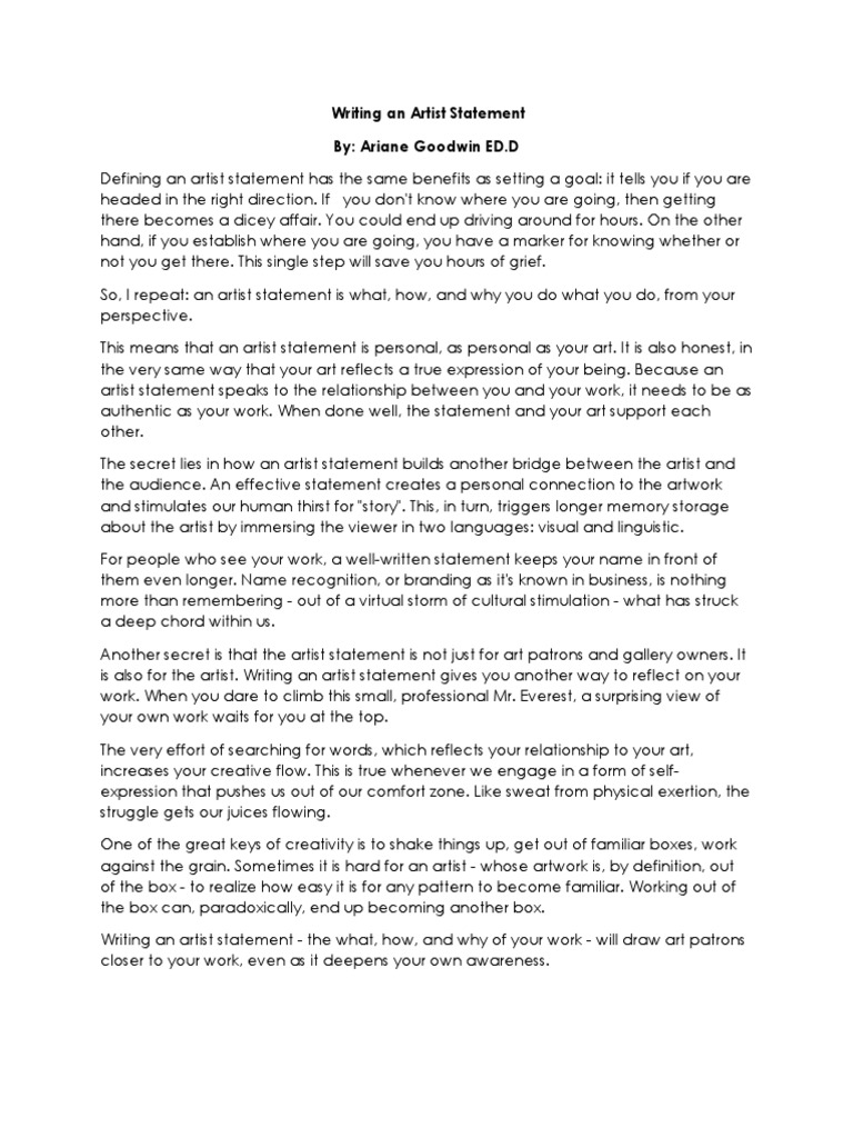 Artist statement template image