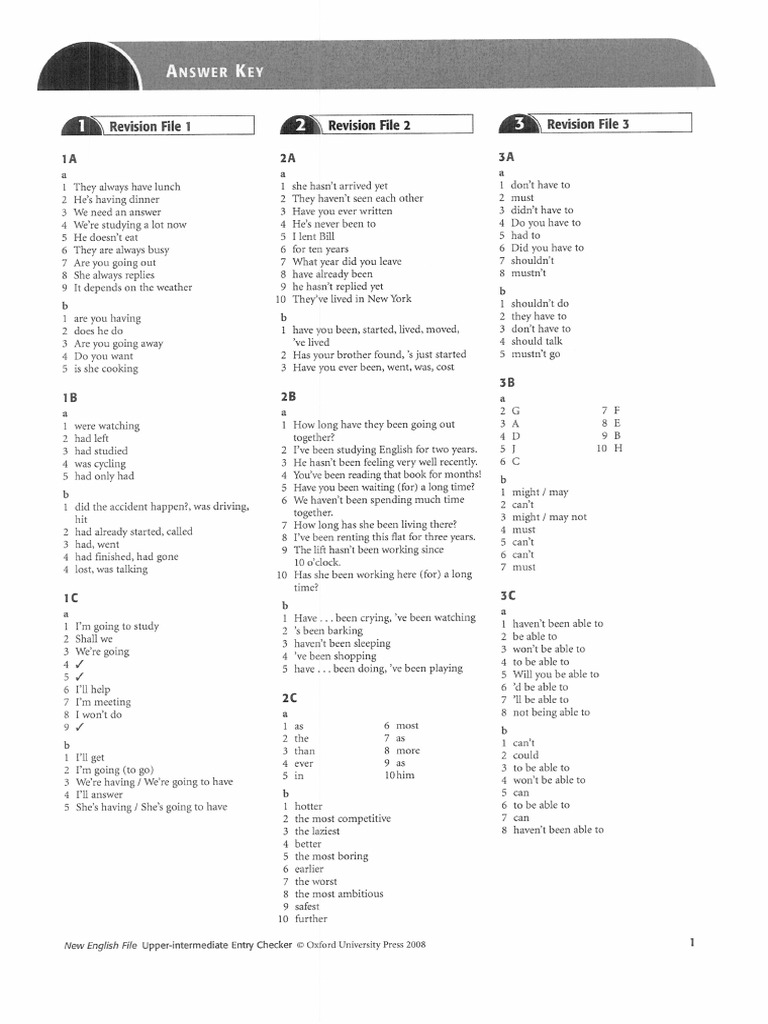Answer Key ENTRY CHECKER For Upper-Intermediate | PDF | Language Arts ...