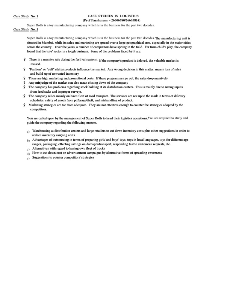 Logistics Case Studies and Solutions | PDF | Logistics | Warehouse