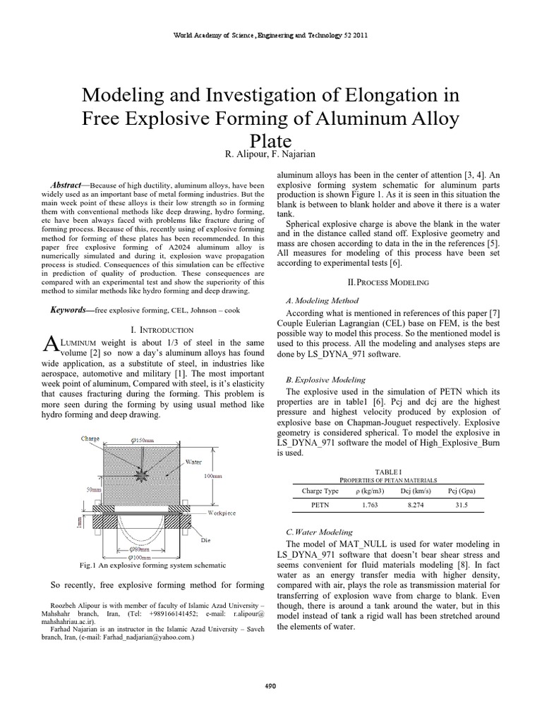 Modeling and Investigation of Elongation in Free Explosive Forming of