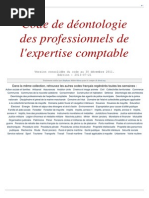 Deontologie Expertise Comptable