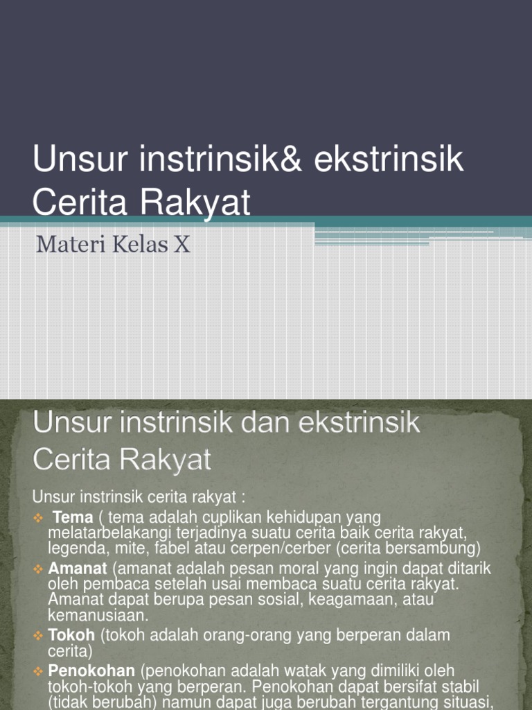 Unsur Instrinsik Ekstrinsik Cerita Rakyat