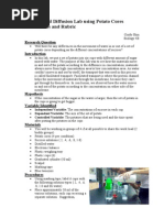 Osmosis and Diffusion Lab Using Potato Cores Lab