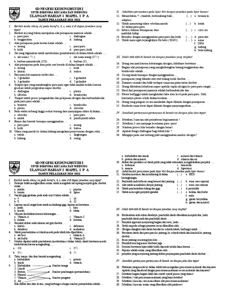 Soal Ipa Kelas 5 Semester 1