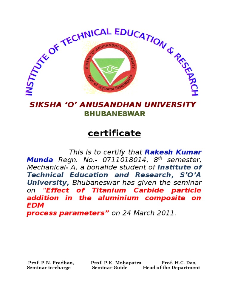 Engineering Seminar Certification | PDF