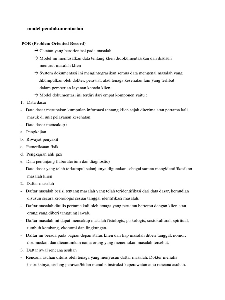 Model Pendokumentasian