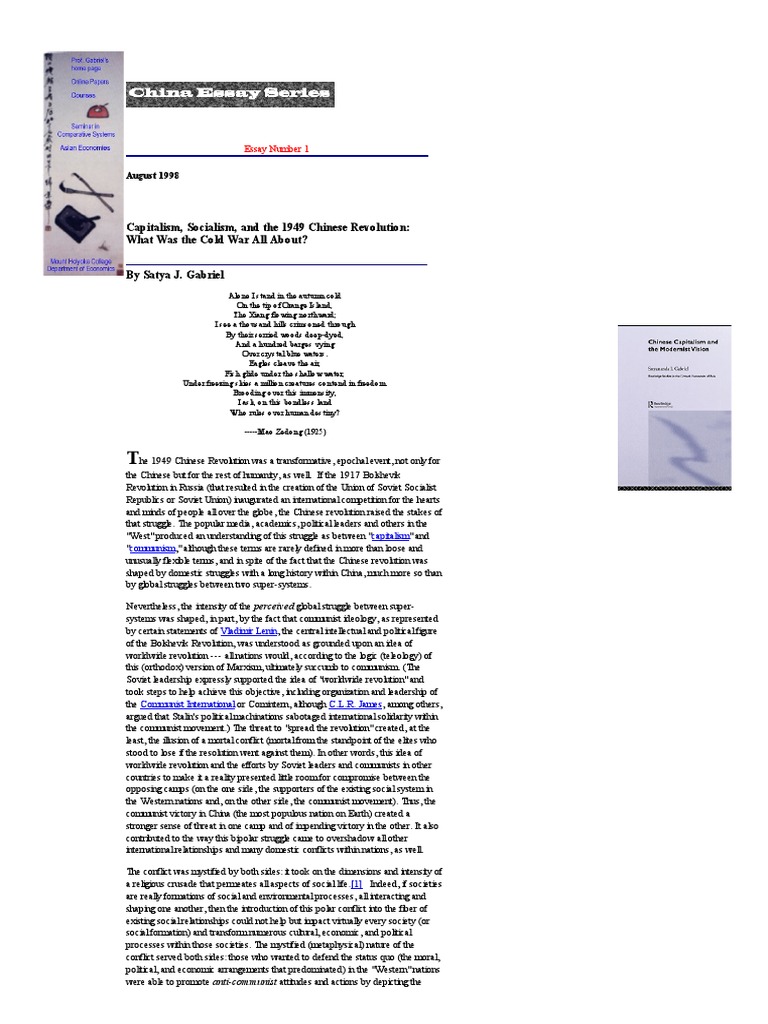 Capitalism, Socialism, and The 1949 Chinese Revolution | PDF ...